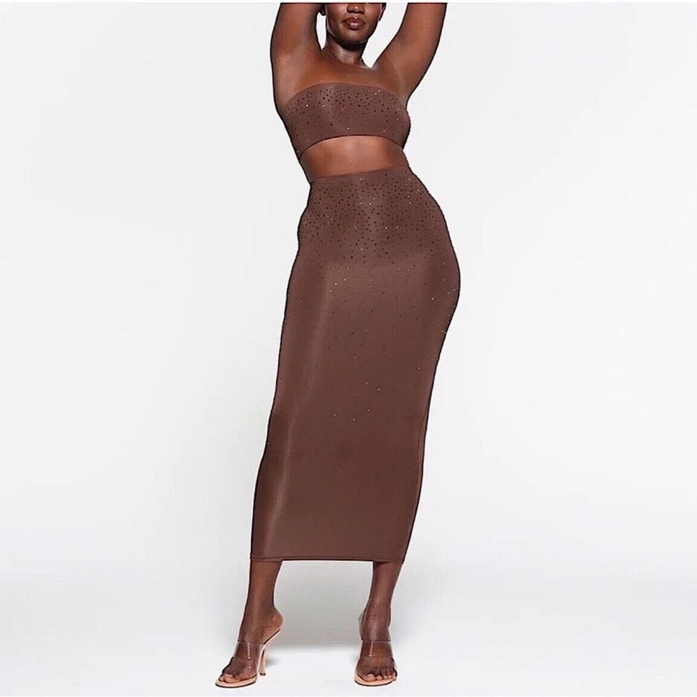 Skims X Swarovski JELLY SHEER INTIMATES TUBE SKIRT in Cocoa New with Tags!